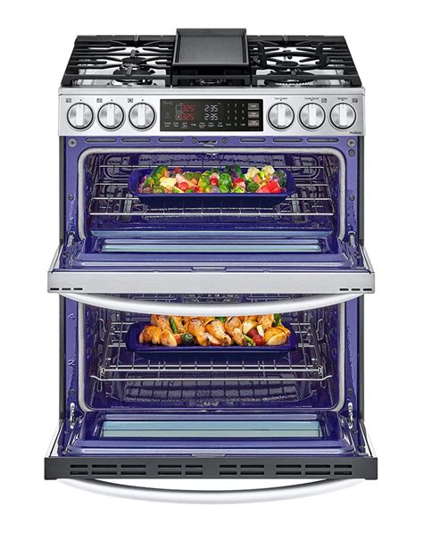 double oven gas range with griddle and air fryer